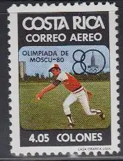 Costa Rica Mi.Nr. 1067 Olymp. Sommerspiele Moskau, Baseball (4,05)