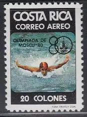 Costa Rica Mi.Nr. 1068 Olymp. Sommerspiele Moskau, Schwimmen (20)