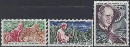 Dahomey Mi.Nr. 282-84 Besuch Papst Paul VI bei der UNO (3 Werte)