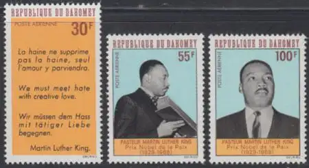 Dahomey Mi.Nr. 346-48 Martin Luther King, Friedens-Nobelpreis (3 Werte)