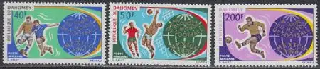 Dahomey Mi.Nr. 414-16 Fußball-WM 1970 Mexiko, Spielszenen (3 Werte)