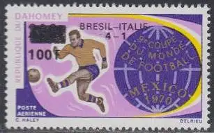 Dahomey Mi.Nr. 426 Fußball-WM 1970 Mexiko, Aufdr. Bras.-Ita. 4-1 (100a.200)