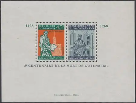 Dahomey Mi.Nr. Block 13 500.Todestag Johannes Gutenberg