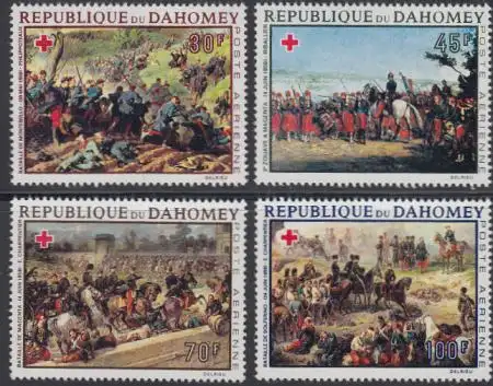 Dahomey Mi.Nr. 352-55 Rotes Kreuz, Schlachtengemälde franz. Maler (4 Werte)