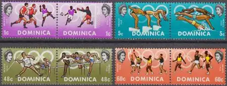 Dominica Mi.Nr. 229-36 Olympische Sommerspiele 1968 Mexiko (4 Zus.drucke)