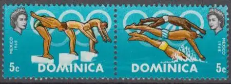 Dominica Mi.Nr. Zdr. 231-32 Olympische Spiele 1968 Mexiko, Schwimmen 