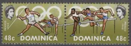 Dominica Mi.Nr. Zdr. 233-34 Olympische Spiele 1968 Mexiko, Laufen Speerwerfen 