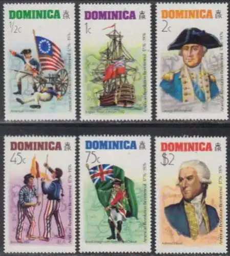 Dominica Mi.Nr. 475-80 200J. USA-Unabhängigkeit (6 Werte)