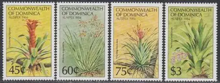 Dominica Mi.Nr. 863-66 Int.Briefmarkenausstellg.AUSIPEX'84, Bromelien (4 Werte)