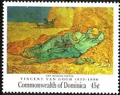 Dominica Mi.Nr. 1406 van Gogh, Mittagsrast (45C)