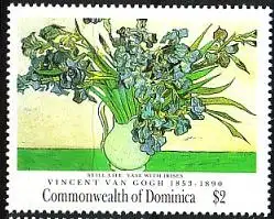 Dominica Mi.Nr. 1409 van Gogh, Vase mit Irisblüten (2$)