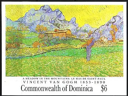 Dominica Mi.Nr. Block 184 van Gogh, Wiese mit Mt. Gaussier (6$)