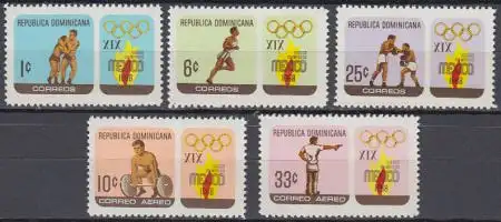 Dominikanische Rep. Mi.Nr. 913-17 Olympische Spiele Mexico 1968 (5 Werte)