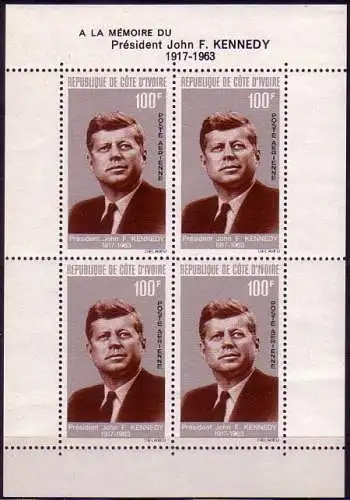 Elfenbeinküste Mi.Nr. Block 3 1.Todestag von John F. Kennedy 