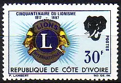 Elfenbeinküste Mi.Nr. 317 50J. Lions International, Elefantenkopf + Emblem (30)