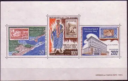 Elfenbeinküste Mi.Nr. Block 4 Int. Briefmarkenausst. PHILEX-AFRIQUE 1969 