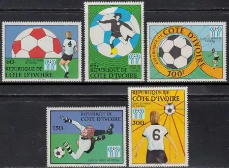 Elfenbeinküste Mi.Nr. 552-56 Fußball-WM 1978 Argentinien (5 Werte)