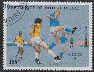 Elfenbeinküste Mi.Nr. 915 Fußball WM 1986 Mexiko, Spielszene (155)