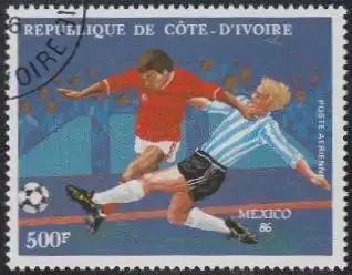 Elfenbeinküste Mi.Nr. 917 Fußball WM 1986 Mexiko, Spielszene (500)