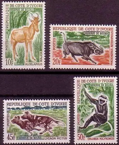 Elfenbeinküste Mi.Nr. 251-54 Freim. Tiere (4 Werte)