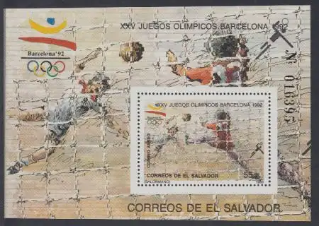 El Salvador Mi.Nr. Block F 39 Olympia 1992 Barcelona, Handball 