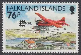 Falklandinseln Mi.Nr. 676 Briefmarkenausstellung CAPEX'96, Wasserflugzeug (76)