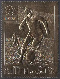 Fujeira Mi.Nr. 1465A Fußball-WM 1970, Spieler, gezähnt, goldfarben (2,50)