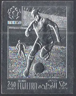 Fujeira Mi.Nr. 1465B Fußball-WM 1970, Spieler, ungezähnt, silberfarben (2,50)