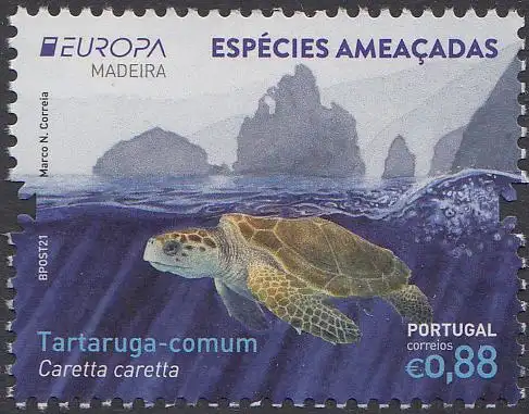 Portugal-Madeira MiNr. 408 Europa 2021, Gefährdete Wildtiere, Schildkröte