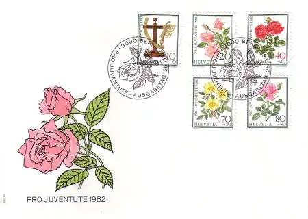 Schweiz Mi.Nr. 1236-40 Pro Juventute, Tag der Briefmarke, Rosen (5 Werte)