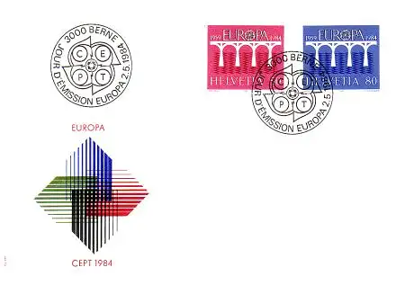 Schweiz Mi.Nr. 1270-71 Europa 84, 25 Jahre CEPT, Brücke (2 Werte)