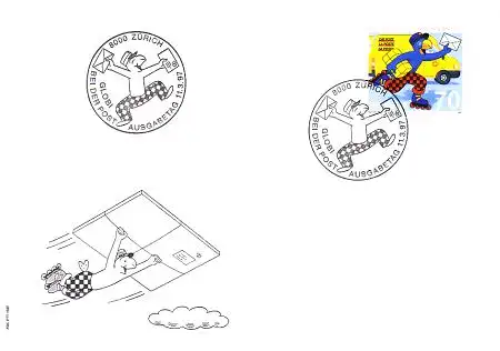 Schweiz Mi.Nr. 1610 Globi bei der Post, Comicfigur Globi als Postbote (70)