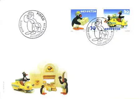 Schweiz Mi.Nr. 1673-74 Trickfilmfigur Pingu (2 Werte)