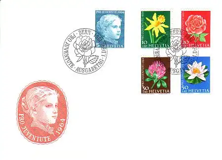 Schweiz Mi.Nr. 803-07 Pro Juventute, Mädchen, Wiesen- + Gartenblumen (5 Werte)