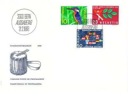 Schweiz Mi.Nr. 833-35 Jahresereignisse 1966 (3 Werte)