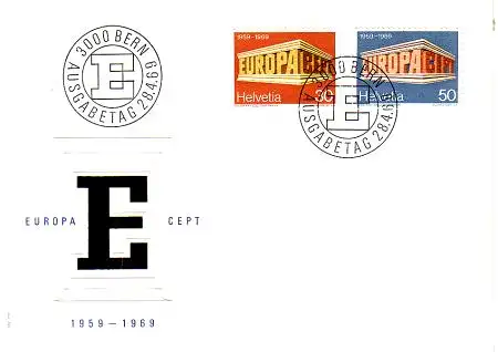 Schweiz Mi.Nr. 900-01 Europa 69, Buchstaben in Tempelform (2 Werte)