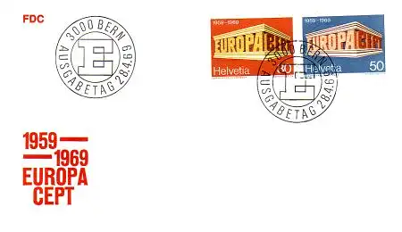 Schweiz Mi.Nr. 900-01 Europa 69, Buchstaben in Tempelform (2 Werte)