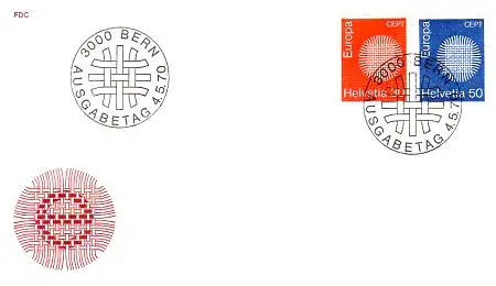 Schweiz Mi.Nr. 923-24 Europa 70, Flechtwerk als Sonnensymbol (2 Werte)