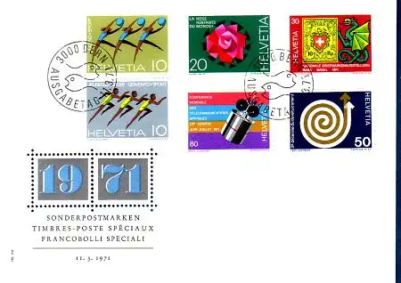 Schweiz Mi.Nr. 940-45 Jahresereignisse 1971 (I) (6 Werte)