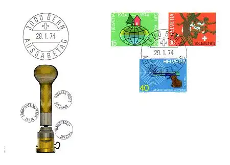 Schweiz Mi.Nr. 1017-19 Jahresereignisse 1974 (I) (3 Werte)