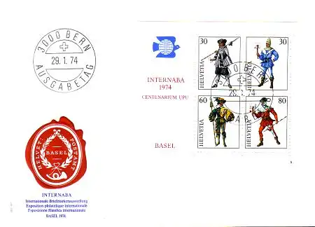 Schweiz Mi.Nr. Block 22 Int.Briefmarkenausstellung INTERNABA 1974 Basel