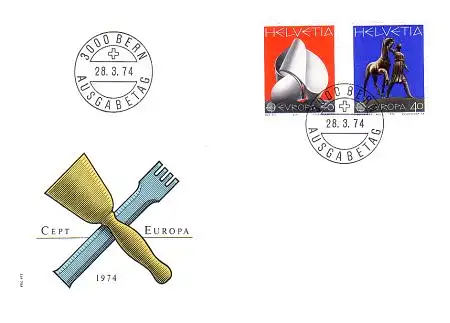 Schweiz Mi.Nr. 1029-30 Europa 74, Skulpturen (2 Werte)