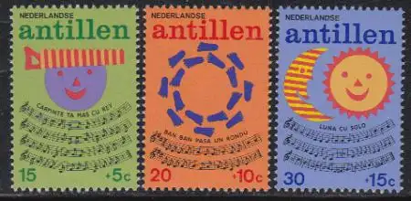 Niederl.Antillen Mi.Nr. 289-91 Jugendwohlfahrt, Kinderlieder (3 Werte)