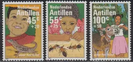 Niederl.Antillen Mi.Nr. 500-02 Jugendwohlfahrt, Kinder und Tiere (3 Werte)