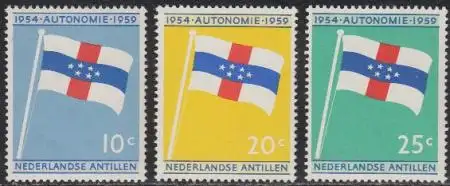 Niederl.Antillen Mi.Nr. 99-101 5J. Autonomie, Landesflagge (3 Werte)