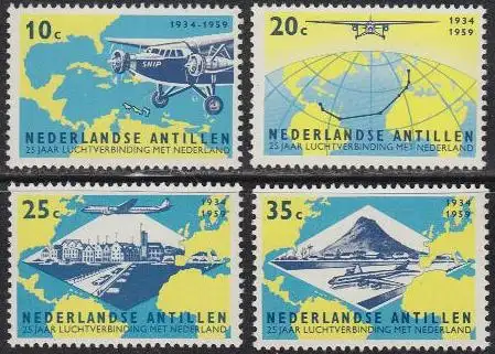 Niederl.Antillen Mi.Nr. 102-05 25J. Flugverbindung mit Holland (4 Werte)