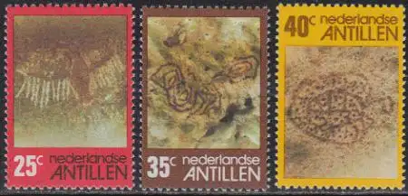 Niederl.Antillen Mi.Nr. 326-28 Indianische Felsgravuren (3 Werte)