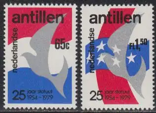 Niederl.Antillen Mi.Nr. 405-06 25J. Statut für Königreich der Niederlande (2 W.)