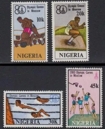 Nigeria Mi.Nr. 368-71 Olympische Sommerspiele Moskau (4 Werte)