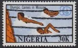 Nigeria Mi.Nr. 370 Olympische Sommerspiele Moskau, Schwimmen (30)